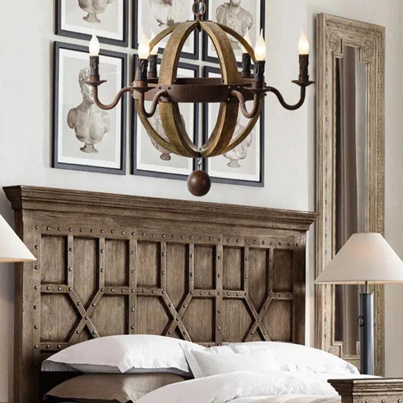 Wooden Ball Candle Vintage Wooden Pendant Light-Homelova