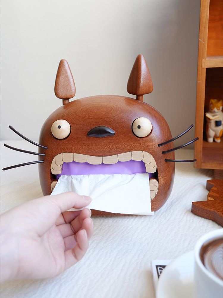 Wooden Big Mouth Cat Facial Tissue Holder, Unique Home Decoration-Homelova