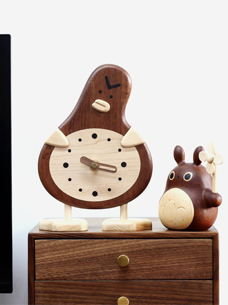 Wooden Big Strange Bird Table Clock, Home Office Ornaments, Creative Gift-Homelova