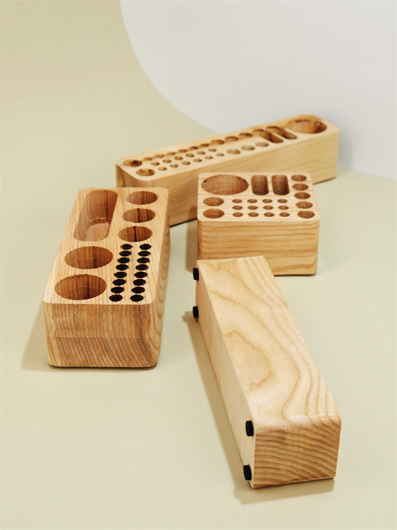 Wooden Desk Organizer Pen Holder,Business Card Slot,Tool Storage-Homelova