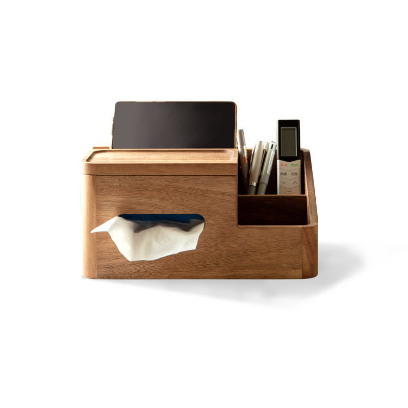 Wooden Desktop Storage Box, Tissue Box, Mobile Phone Holder-Homelova