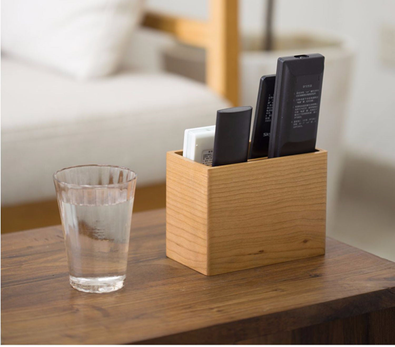 Wooden Dual-Compartment Organizer: Tidy Up Your Remote Controls And Phones-Homelova