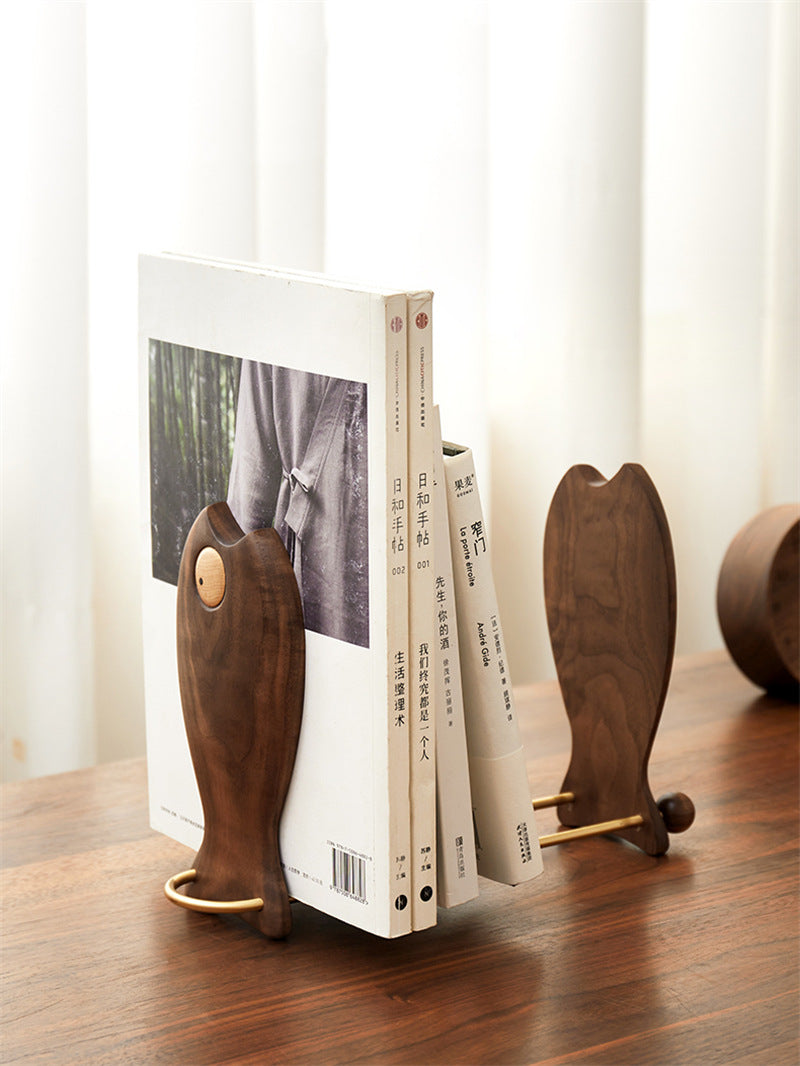 Wooden Strange Fish Study Bookends, Office Desktop Decoration-Homelova