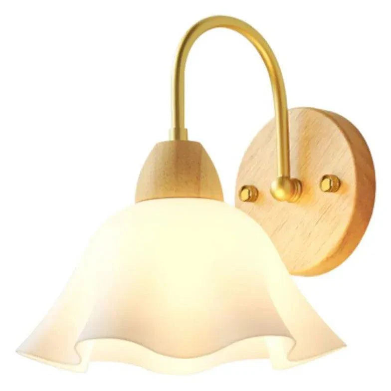Wooden Flowers Glass Modern Wall Lights-Homelova