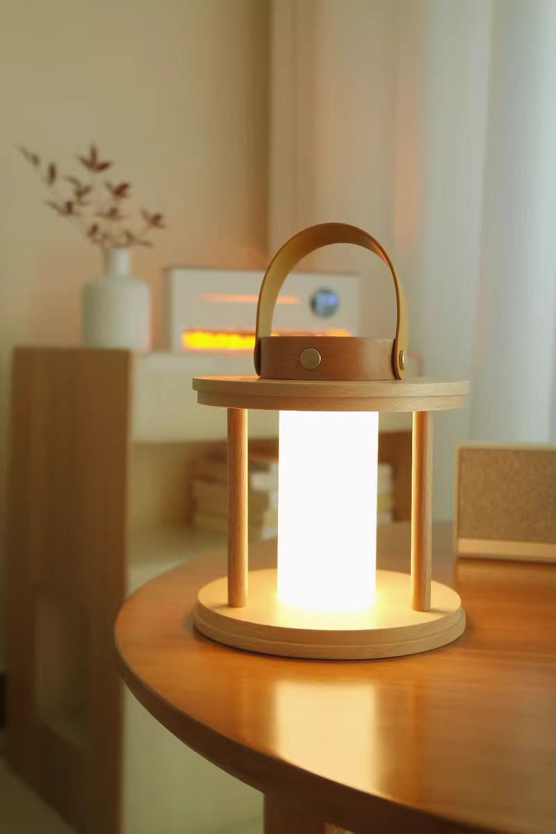 Wooden Lantern Table Lamp - Portable Rechargeable,Outdoor Camping Lights-Homelova