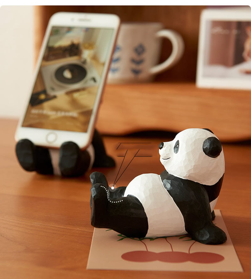 Wooden Panda Phone Holder, Pen Holder, Hand-Carved,Creative Gift-Homelova