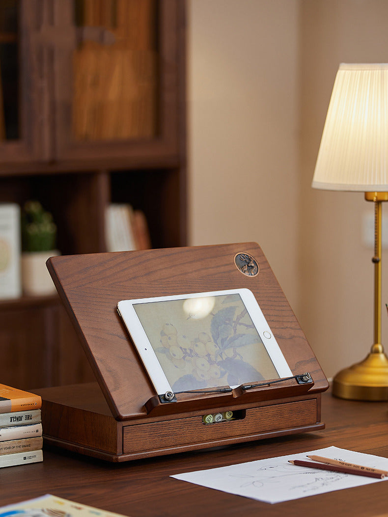 Wooden Reading Rack, Ipad Painting Stand, Drawer Storage Box-Homelova