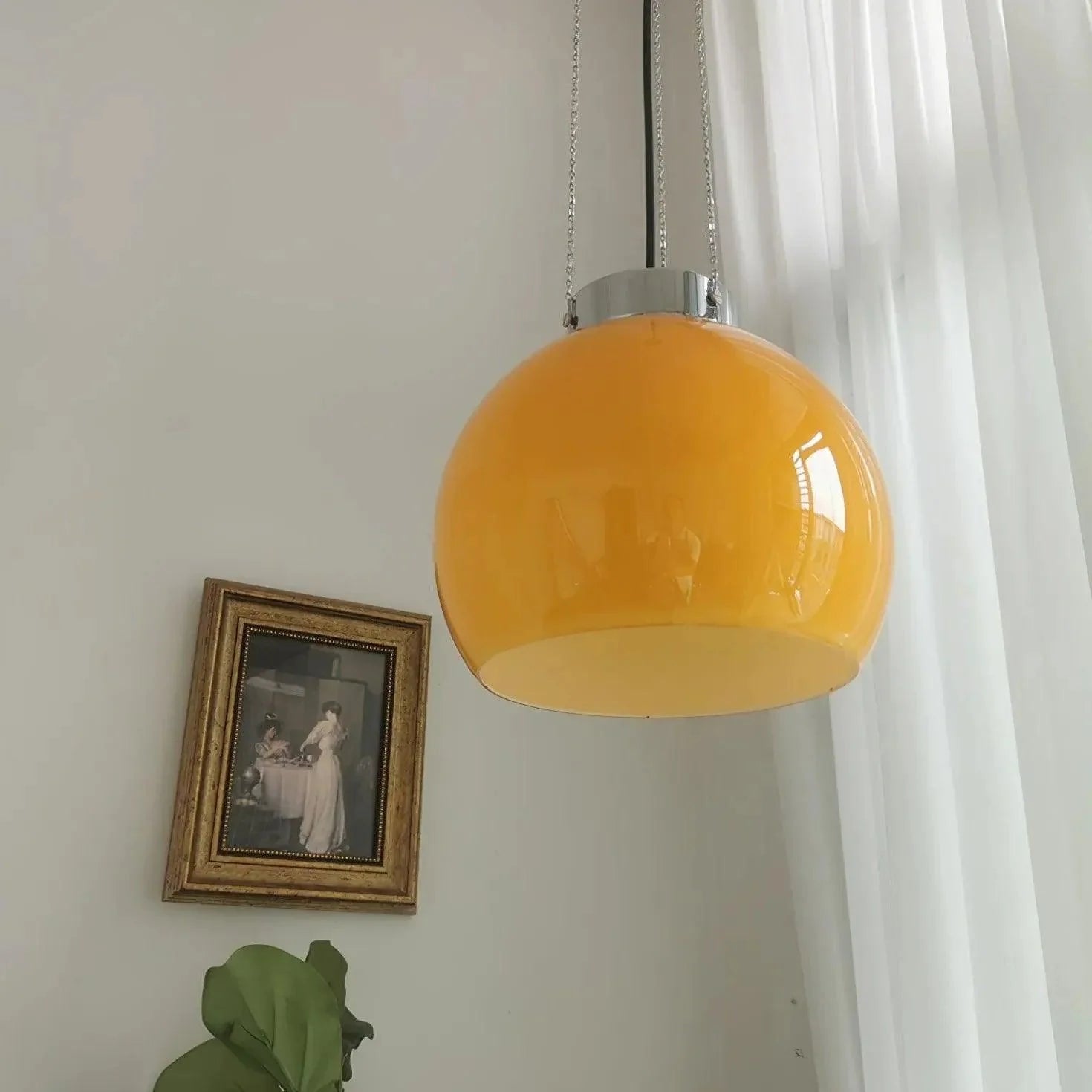 Yellow Vintage Glass for Bedroom Pendant Light-Homelova